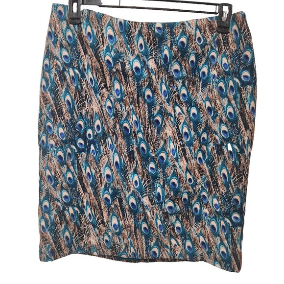 Talbots Dresses & Skirts - Talbots Women's 14P Petite Peacock Feather Animal Print Boho 90s Pencil Skirt